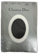 Vintage Christian Dior Pantyhose Pin Stripe Texture Size 3 Graphite Gray