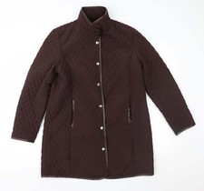 Y.b.c Womens Brown Overcoat Coat Size L Snap