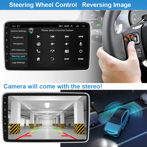 Touch Screen Rotatable 10.1''Android13 Car Stereo Radio Single 1DIN GPS Wifi CAM - Picture 10 of 15