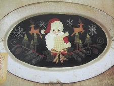 Sew Cherished MAKING A LIST santa Wool Applique Pattern Table Runner 12.5x21"