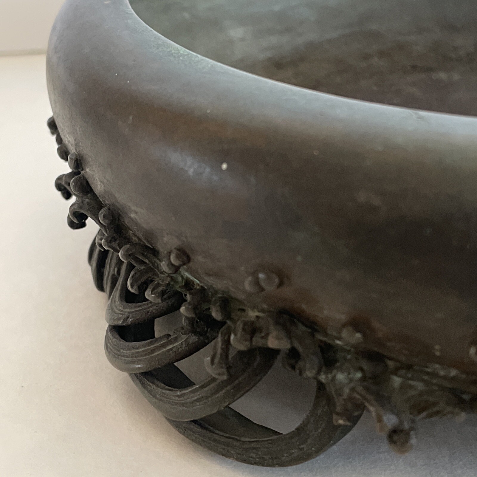 Antique Nogawa Meiji Period Japanese Mixed Metal Bronze Art Bowl