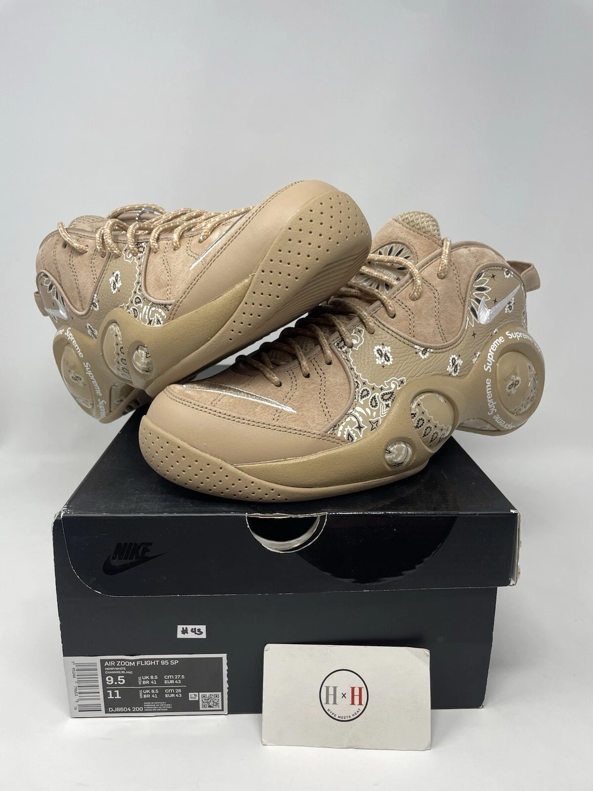 Air Zoom Flight 95 Sp Supreme 2022 taille 9,5 DJ8604 200 authentique rare d'occasion marron
