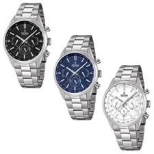 FESTINA Men's Chrono Watch Steel Case and Strap with Speedometer and Date