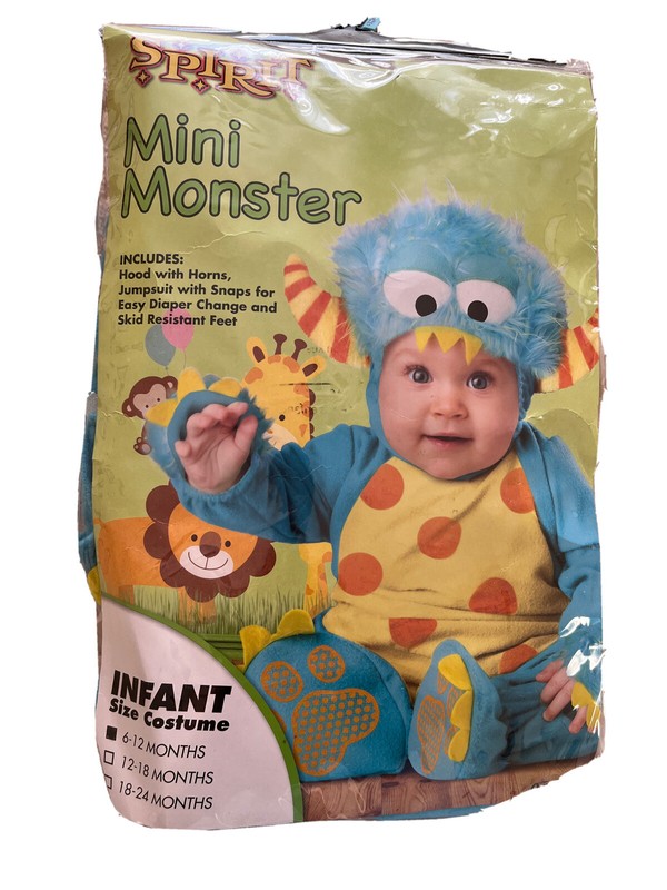 Spirit Mini Monster Infant Halloween  Costume Blue  with Hood  Size 6-12 Months