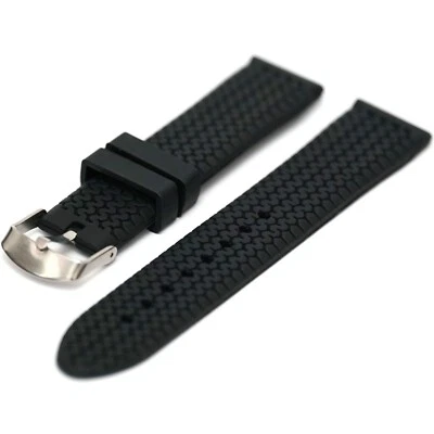 Bracelet de montre en caoutchouc souple bande de roulement de pneu 22 mm usure confortable, boucle en acier inoxydable - Photo 1/3