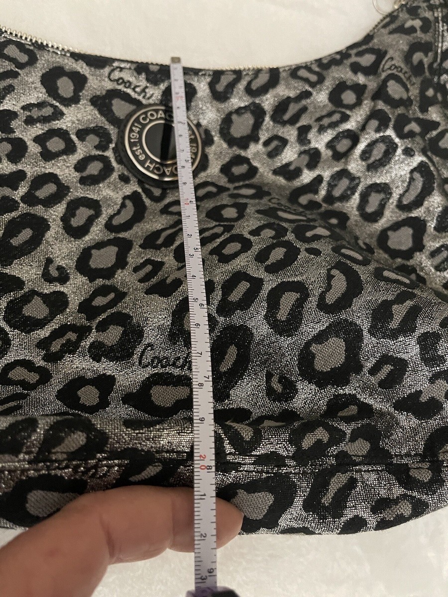 Coach Leopard Ocelot Metallic Hobo Handbag 14302 Black Coach Leopard Ocelot Metallic Hobo Handbag 14302 Black