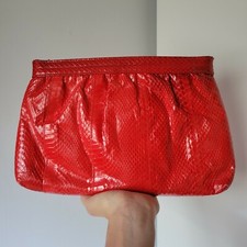 Vintage Lyrella Red Snakeskin Clutch 