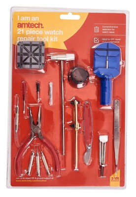 21Pc Watchmakers Watch Repair Tool Kit Link Remover Pins Back Case Opener Hammer