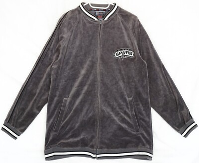 Vintage UNK NBA San Antonio Spurs Gray Velvet Full Zip Sweater Men's M