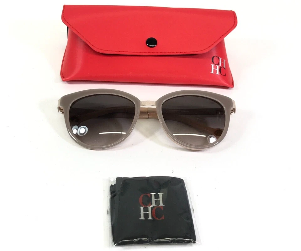 Carolina Herrera Sunglasses SHE748 COL.09AL Gray Nude Round Cat Eye Gray Lenses - Image 2 of 4