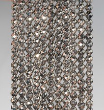 4MM HEMATITE GEMSTONE PYRITE TONE FACETED ROUND 4MM LOOSE BEADS 16inch