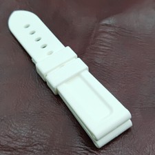 24mm - 22mm White Rubber Strap Watch Band Fit For PAM PAM111