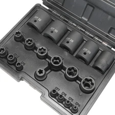 19PC E Torx Star Female Bit Socket Set 1/2" 3/8" 1/4" Drive E4 - E24 w/ Case