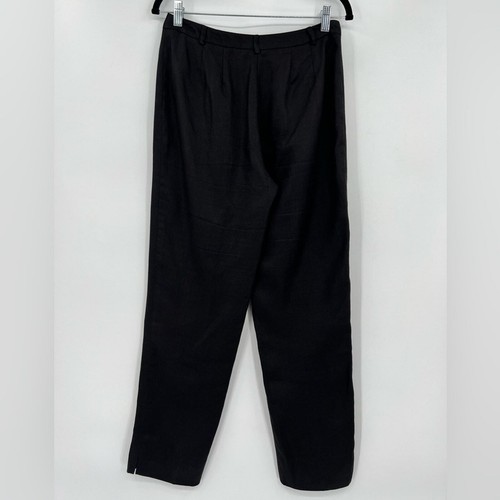 Pantaloni Talbots 100% lino irlandese tinta unita neri tasche foderati cintura passanti 4 - Foto 5 di 12