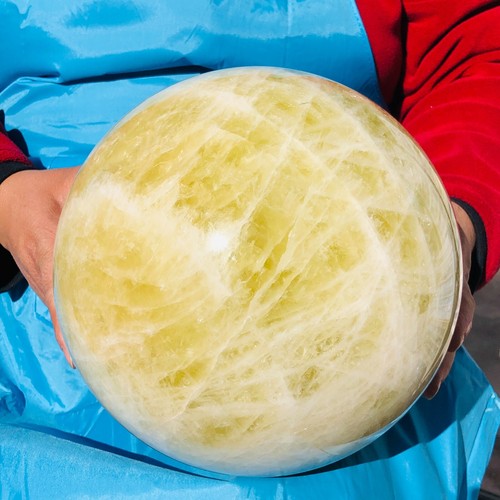 30.36LB Large Natural Yellow Crystal Ball Quartz Citrine Sphere Mineral Healing - Picture 15 of 20