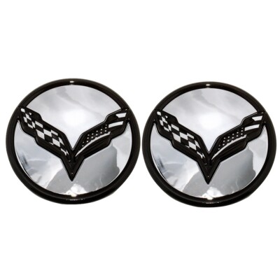 2Pc US Flag Chrome Black Wheel Center Cap Fits 2014-2019 C7 23217059 ...