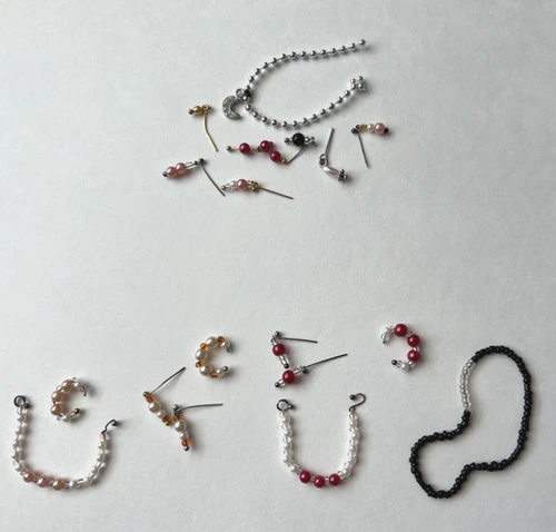 Fits Vintage Barbie Jewelry Set Earrings, Necklace Bracelet  w/ Beads LOT, READ