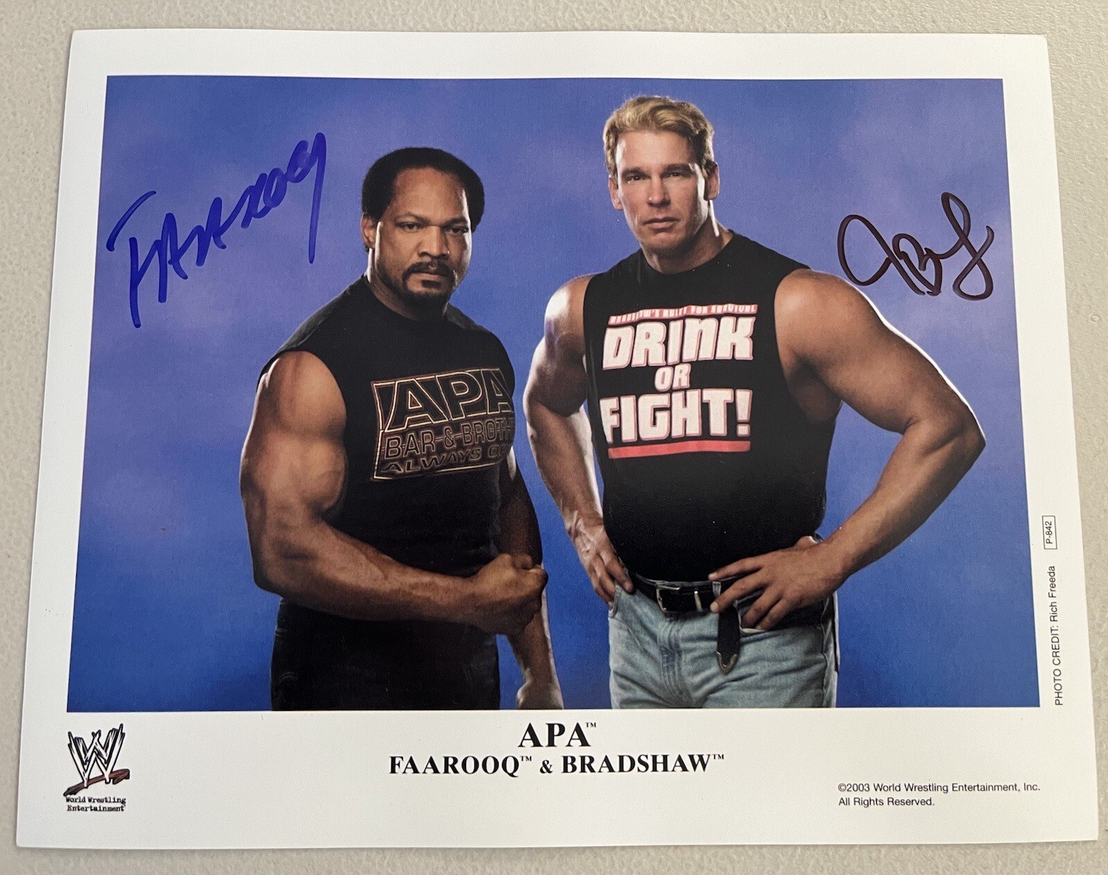 Ron Simmons And JBL Duel Hand Signed 8x10 Photo WWF WWE Farooq APA