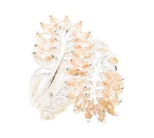 925 Sterling Silver Vintage Ring Marquise Cut Floral Topaz Bypass Sz 7.5 RG31132