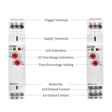 GEYA On Delay Off Delay Timer Relay Time Delay Relay AC/DC12V-240V 16A GRT8-A/B