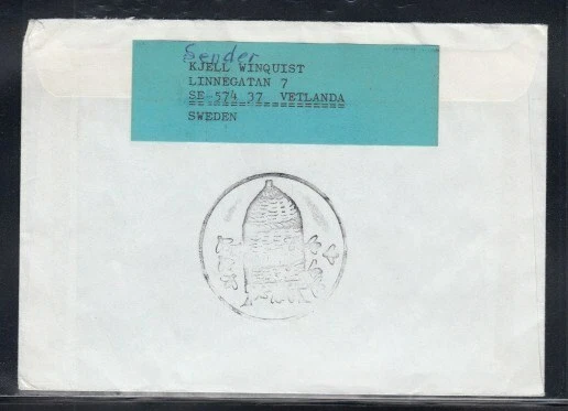 SUECIA Cubierta Comercial Vetlanda a Kampala 20-4-1988 Cancelar Foto 2 de 2