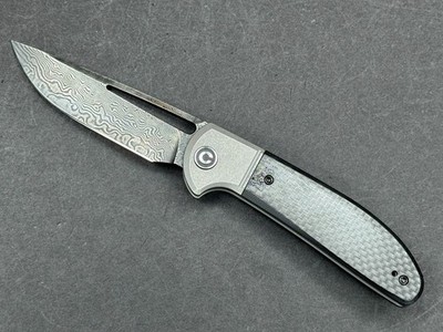 CIVIVI Trailblazer XL, Damascus, Black Carbon Fiber, New   Open Box