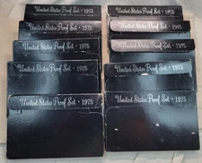 (10) 1975-S US Mint Proof Set 60 Coins Sets OGP Wholesale Lot