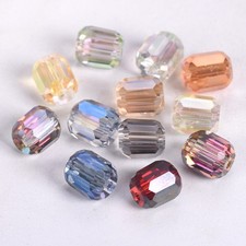 20pcs 8mm 10mm Cylinder Faceted Crystal Glass Loose Beads DIY Jewelry Findings