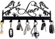 Metal Key Holder, Wall Mounted Hooks, Holder for Wall, 12 Inch, Birds 