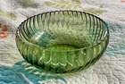 Vintage Anchor Hocking, Avacado Green Depression Glass Swirl Bowl, 6”!