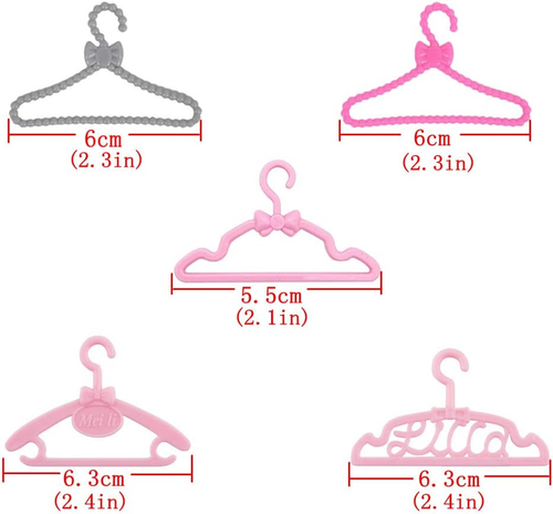 60 Pcs Mini Doll Clothes Hangers - Plastic Mixed Little Hangers for 11.5 inch Do - Afbeelding 2 van 12