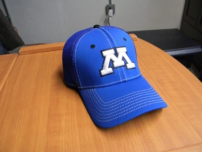 NWT!! "M" Hat Cap - Stitched Brim - Mesh Back - A Flex -Size S/M - Two Tone Blue - Image 1 of 4