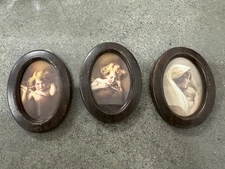 Lot Of 3 Mini 1897 Cupid Sepia Photo Prints by M.B. Parkinson Antique Tin Frames