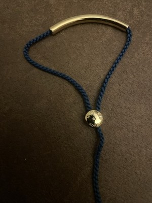 Michael Kors Verstellbares Armband Reparaturbedürftig Blau Schnur Gold Metall 