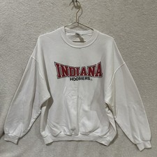 Jerzees Indiana University IU Hoosiers Graphic Crewneck Sweatshirt Mens XL White