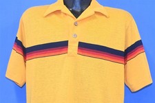 vintage 70s OP OCEAN PACIFIC YELLOW STRIPE BIG COLLAR SURF POLO SHIRT LARGE L