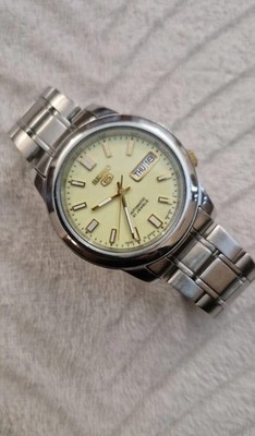Seiko 5 Automatic 21 Jewels Yellow Luminous Dial Japan 7S26 02W0 Mens Watch