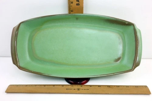 Vintage Frankoma Plainsman Prairie Green Serving Dish Platter 14.5" x 7.5"