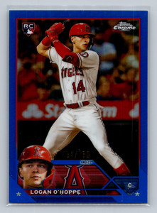 Logan O'Hoppe 2023 Topps Chrome #188 Blue Refractors #/150 Rookie