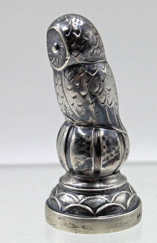 Georg Jensen GI Denmark Sterling Silver 925 Owl Bird Wax Desk Seal or Stamp 36B View 2