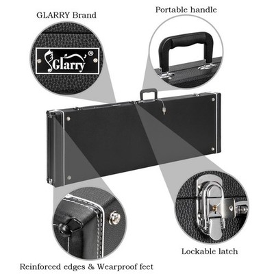 Glarry Electric Bass Guitar Hardshell Case Wood Carrying Case Waterproof