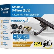 ANHÄNGERKUPPLUNG für Smart 3 ab 24 starr GDW +7pol E-Satz ECS