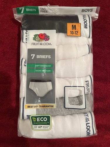 Fruit of the Loom Boys Medium 10-12 100% Cotton Tag Free Briefs - 7 Pack NWT - Picture 3 of 6