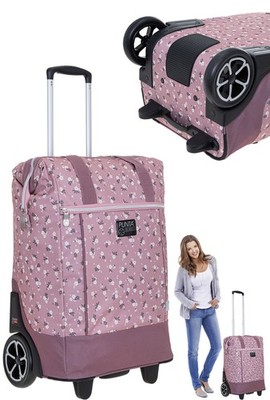 Einkaufstrolley Trolley große Rollen Punta Big Wheel 5700 Rosa Flower + Thermo