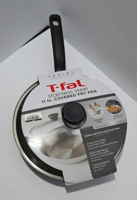T-fal 11in Stainless Steel Covered Frying Pan w/ Lid, Induction, Oven Safe
