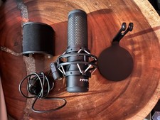 HyperX Black Wired Condenser Microphone with Shock Mount, Cable, Accessories