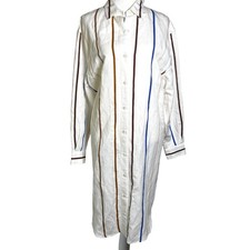 Jenni Kayne Striped Shirt Dress Midi Hi Lo Bu...