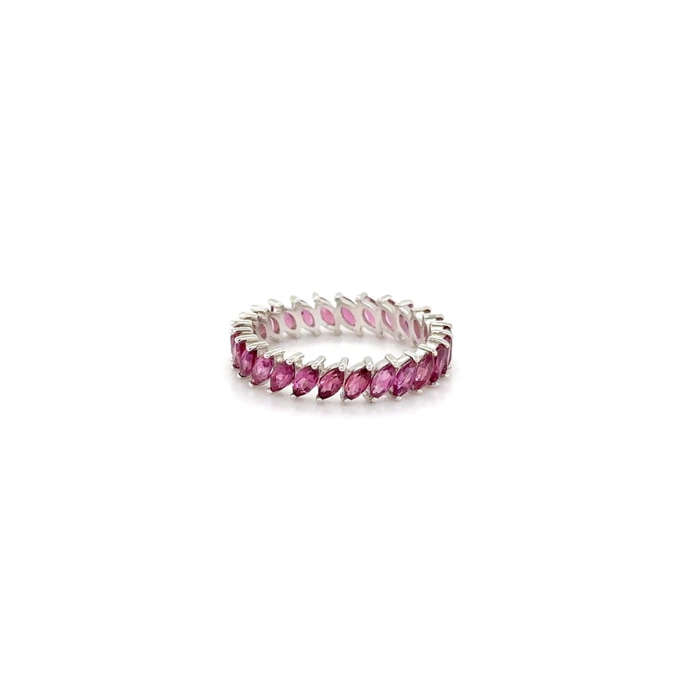 14k White Gold Rhodonite Marquise Band Ring – Bold & Feminine Statement for Her - Image 2 of 4
