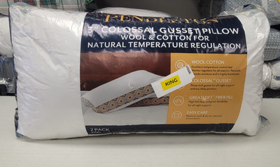 Pendleton Colossal Oxbow Wool Cotton 3'' Gusseted  2 Pack king Pillow