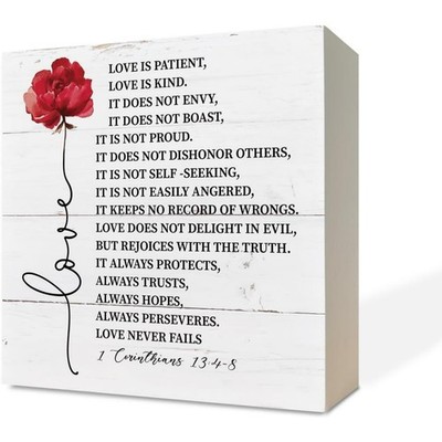 1 Corinthians 13 ''Love is Patient'' Wooden Block Sign Christian Home Decor Gift